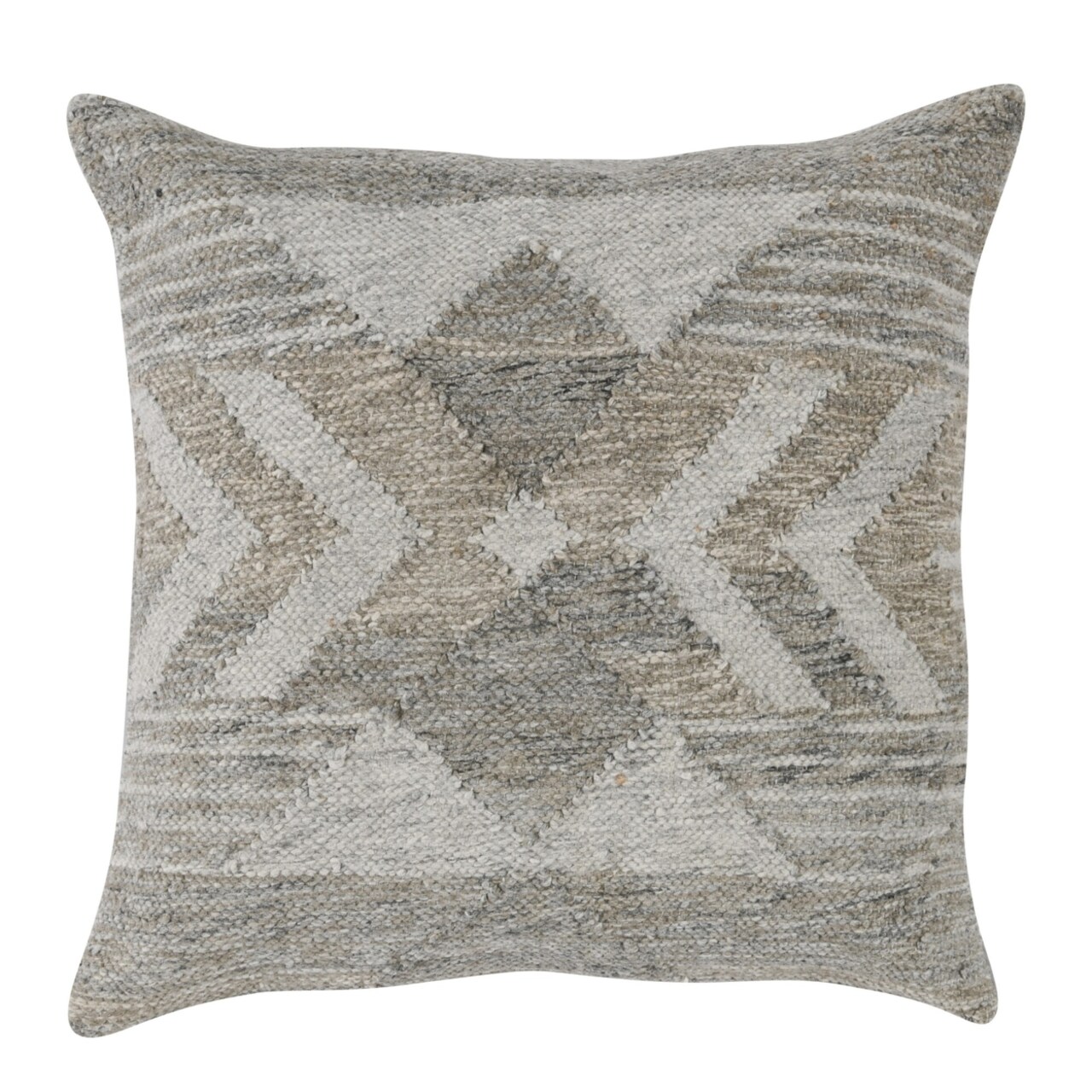 Saltoro Sherpi Jai 22 x 22 Outdoor Accent Throw Pillow, Textured Handwoven Gray Polyester-
